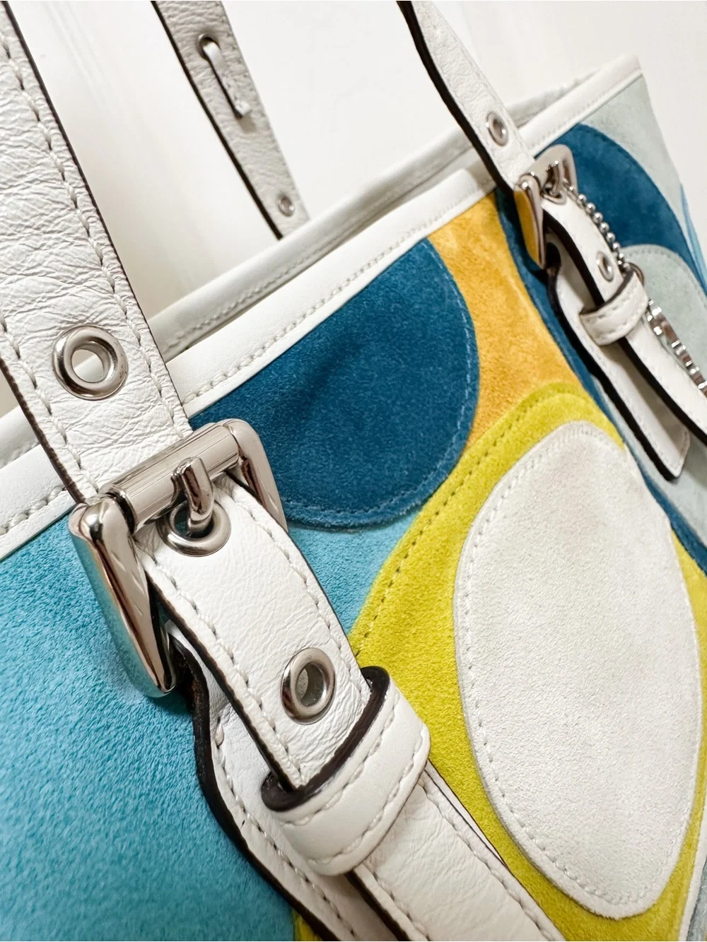 Coach Gallery Tote Optic Signature‎ Suede Patchwork Multicolor Bag Ltd Edition